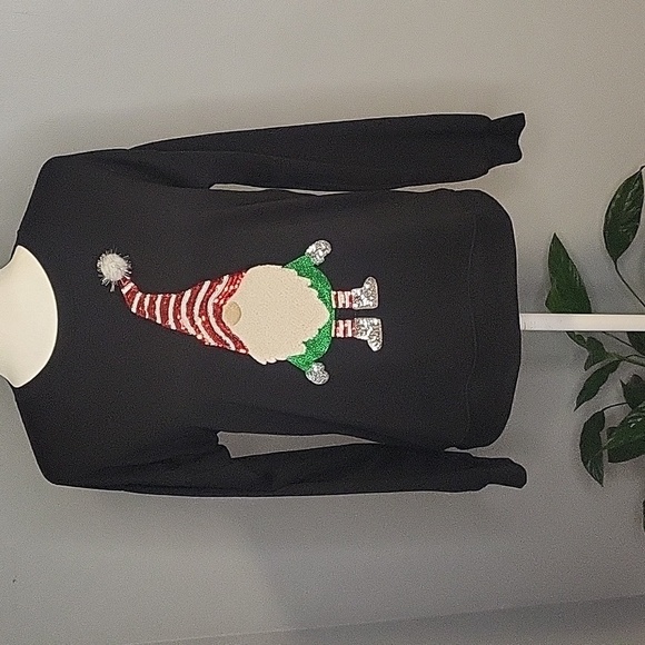 Workshop Republic Clothing Sequin Gnome Christmas Lightweight Sweatshirt Size XS - Picture 1 of 6